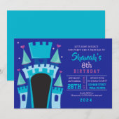 Invitation CHÂTEAU DE PRINCESSE MAISON À REBONDIR Fête d'anni (Devant / Derrière)