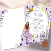 Invitation Château de Princesse Mexicaine Violet Or de Conte