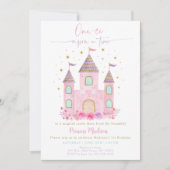 Invitation Château de Princesse Rose Gold Premier anniversair (Devant)