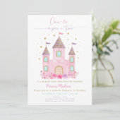 Invitation Château de Princesse Rose Gold Premier anniversair (Debout devant)