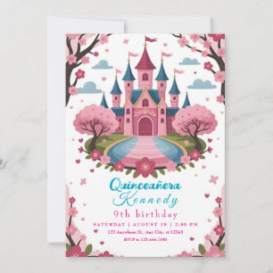 Invitation Château de princesse rose pour l'anniversaire des
