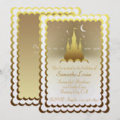 Invitation Château De Rêves D'Or Dans Les Nuages Anniversaire (Devant / Derrière)