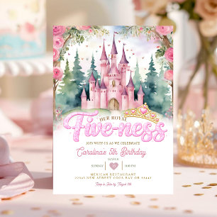Invitation Château de Sa Royale Cinq ans Anniversaire Rose Pa