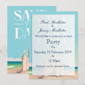 Invitation Château de sable pour sauvegarde de la date (Devant / Derrière)