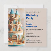 INVITATION CHÂTEAU DE SABLE THÈME CAKE ANNIVERSAIRE DE ENFANT (Dos)