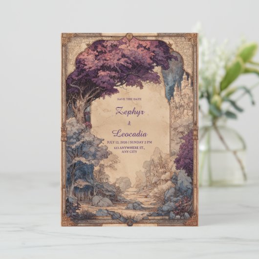 Invitation Château de Twilight Mariage forestier enchanté (Debout devant)