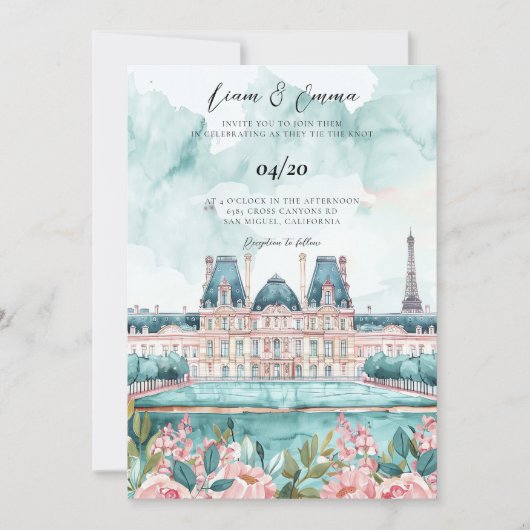 Invitation Château De Versailles France Mariage Paysage (Devant)