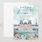 Invitation Château De Versailles France Mariage Paysage (Devant / Derrière)