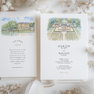 Invitation Château de Villette France Aquarelle Mariage