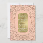 Invitation Château Doré Rouge Pêche FÊTE DE PRINCESSE Anniver (Dos)