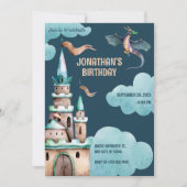 Invitation château du dragon vert anniversaire (Devant)