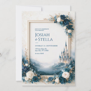 Invitation Château du lac Rose Saphir Cadre Mariage