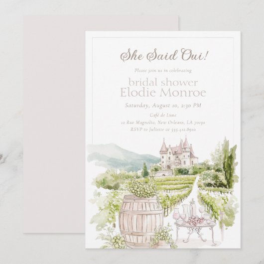 Invitation Château Élégant de Provence Mariage Campagnard Fra (Devant / Derrière)