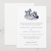 Invitation Château Élégant Illustration Mariage Formel (Devant / Derrière)