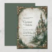 Invitation Château Emerald Mist Mariage (Devant / Derrière)