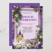 Invitation Château enchanté Princesse fête d'anniversaire (Devant / Derrière)