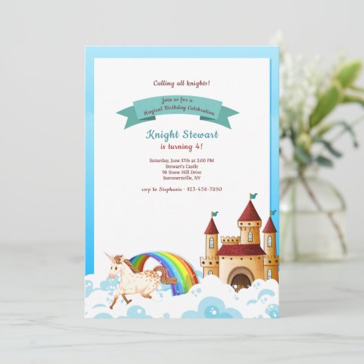 Invitation Château et Licorne (Debout devant)