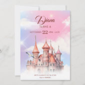 Invitation château fantastique conte de fées anniversaire (Devant)