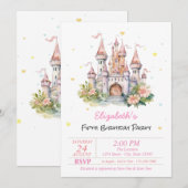 Invitation Château Fleurs Coeurs Conte de Fées (Devant / Derrière)