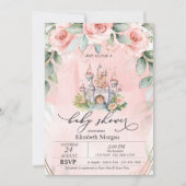 Invitation Château Floral Baby shower Roses Rose (Devant)