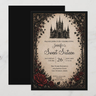 Invitation Château Floral gothique Sweet 16
