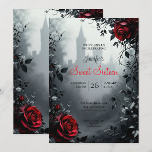 Invitation Château Floral gothique Sweet 16