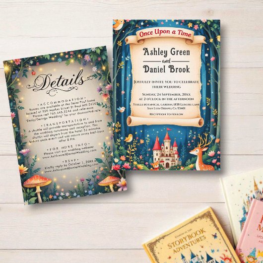 Invitation Château forestier enchanté Fairytale Mariage