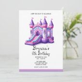 Invitation Château Gonflable Princesse Rose Violet pour Fête (Debout devant)