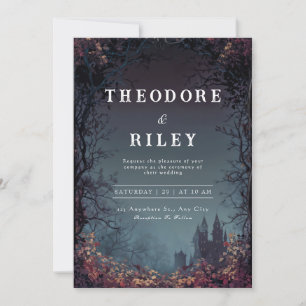 Invitation Château gothique de fantasy sombre mariage en forê