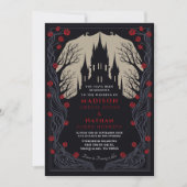Invitation Château gothique Floral Halloween Mariage (Devant)