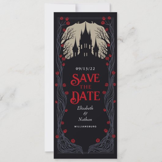 Invitation Château gothique Mariage floral Enregistrer la dat (Devant)