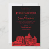 Invitation Château gothique Vampire Mariage rouge noir (Devant)