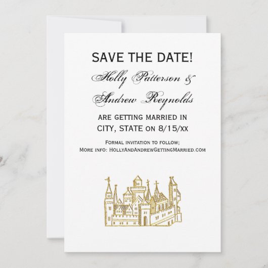 Invitation Château héraldique vintage #2 Crest Faux Gold (Devant)