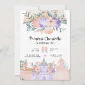 Invitation Château Magique Moderne rose princesse Anniversair (Devant)