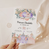 Invitation Château Magique Moderne rose princesse Anniversair