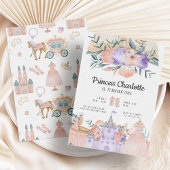 Invitation Château Magique Moderne rose princesse Anniversair