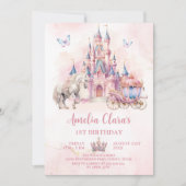 Invitation Château Magique Unicorn Princesse Fille Anniversai (Devant)