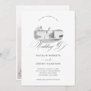 Invitation Chateau Manor Dessin Lieu Illustration Mariage