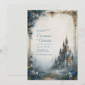 Invitation Château Mariage Brume Bleue (Devant / Derrière)