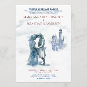 Invitation *~* Château médiéval Couple en Mariage d'amour