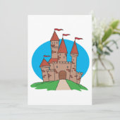Invitation Château médiéval sur une colline avec des drapeaux (Debout devant)