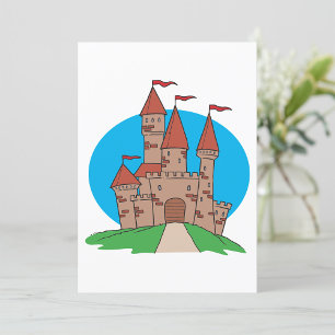 Invitation Château médiéval sur une colline avec des drapeaux