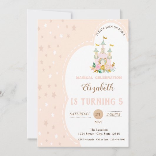 Invitation Château Mignon Étoiles Anniversaire (Devant)