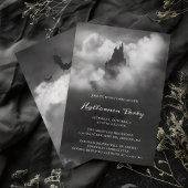 Invitation Château noir gothique Éffrayant Halloween Party
