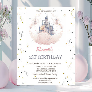 Invitation Château Nuages Princesse Anniversaire Conte de Fée