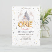 Invitation Château Nuages Princesse Conte de Fées 1er Anniver (Debout devant)