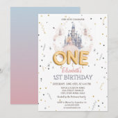 Invitation Château Nuages Princesse Conte de Fées 1er Anniver (Devant / Derrière)