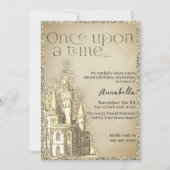 Invitation Château Pailleté Or Thème de Conte de Fées (Devant)