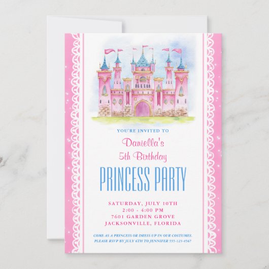 Invitation Château Princess Anniversaire (Devant)