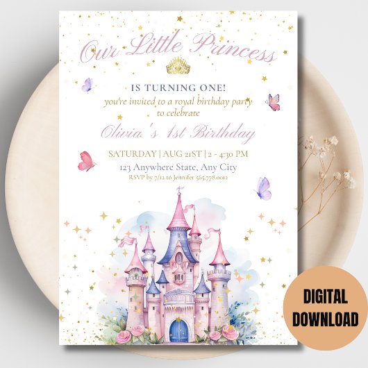 Invitation Château Princess Anniversaire Fairytale Princess 1